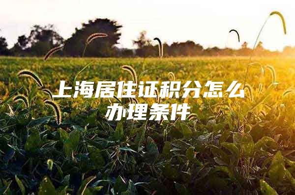 上海居住证积分怎么办理条件