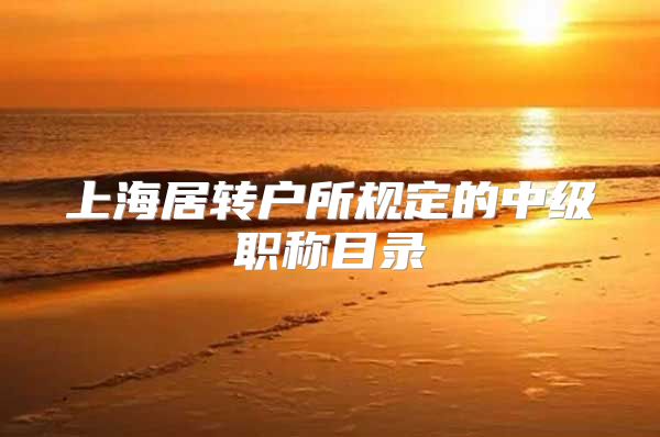 上海居转户所规定的中级职称目录