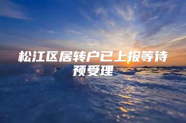 松江区居转户已上报等待预受理
