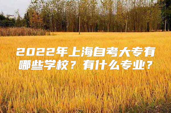 2022年上海自考大专有哪些学校？有什么专业？