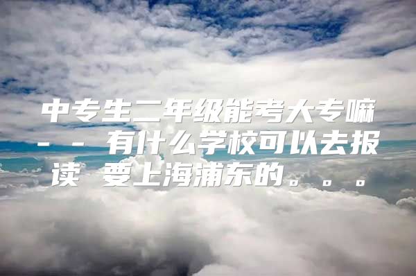 中专生二年级能考大专嘛- - 有什么学校可以去报读 要上海浦东的。。。