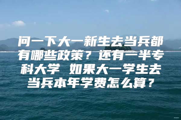 问一下大一新生去当兵都有哪些政策？还有一半专科大学 如果大一学生去当兵本年学费怎么算？