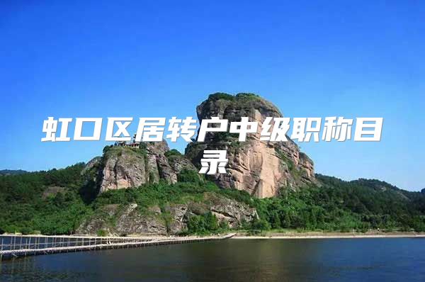 虹口区居转户中级职称目录