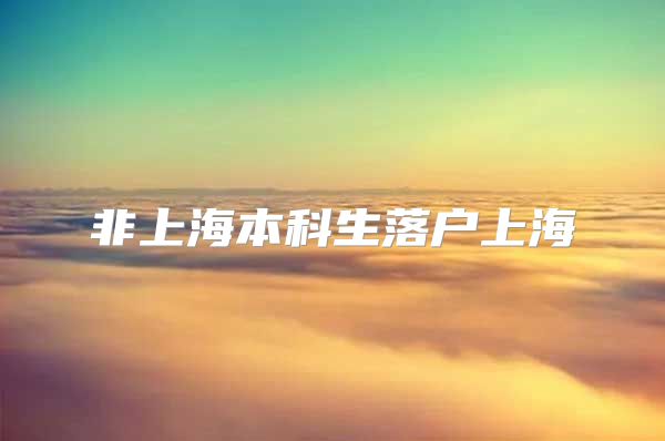 非上海本科生落户上海