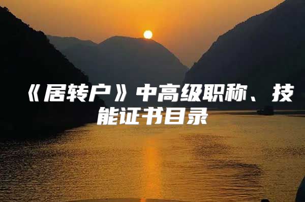 《居转户》中高级职称、技能证书目录