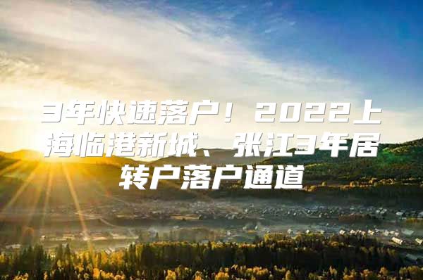 3年快速落户！2022上海临港新城、张江3年居转户落户通道