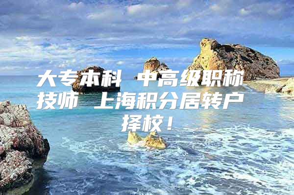 大专本科 中高级职称 技师 上海积分居转户 择校！